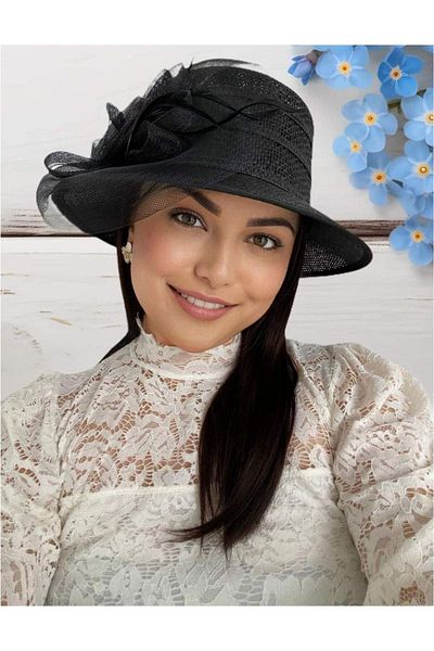 Confortino Summer hat with small brim and lush decoration – ONE SIZE, ADJUSTABLE