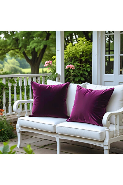 Bc Home 2'li Vişne Rengi Dekoratif Kırlent Kılıfı Düz Sade, Yumuşak Dokulu Ka...