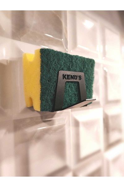 KendsHome 2-Piece Vacuum Sponge Holder – Cloth Hanger Protruding Metal Holder |   Wall Sticking Sponge & Cloth Organizer
