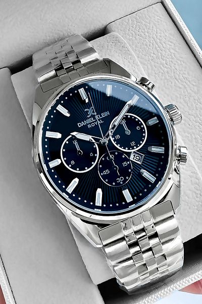 Daniel Klein Gift Original Men Wristwatch Waterproof Gumus Color Steel Cord Gift Bracelet Dke2137C4