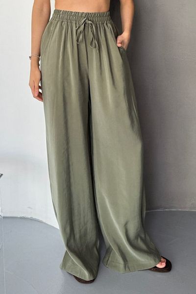 Feela Moda Women's Modal Woven Elastic Waist Palazzo Pants 2016