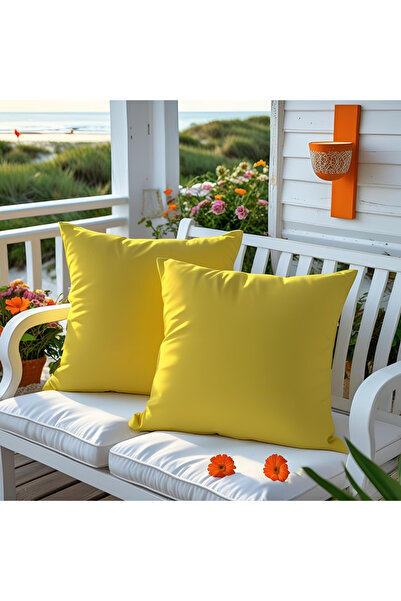 Bc Home 2-Piece Yellow Decorative Throw Pillow Cover Plain, Simple, Soft Text...