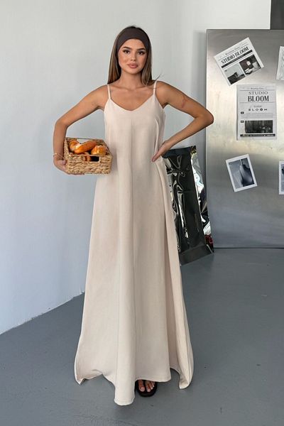 Feela Moda Γυναικείο Modal Woven Ρυθμιζόμενο Φόρεμα με λαιμόκοψη 2017