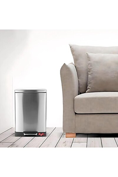 AKC 12l Stainless Steel Pedal Trash Bin – Space-saving Rectangular Waste Bin With Removable Bucket