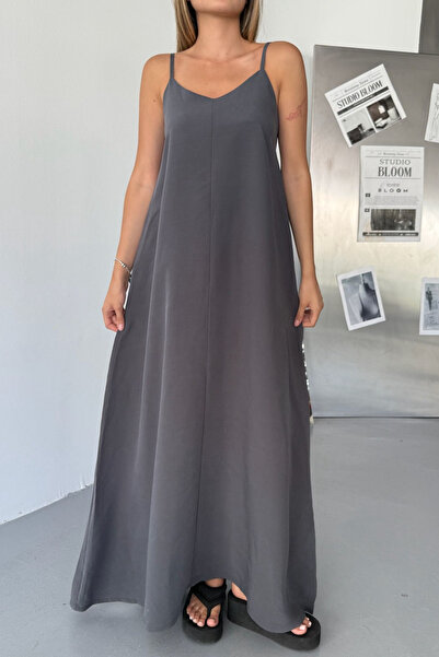 Feela Moda Women's Modal Woven Adjustable Strap Neckline Smocked Dress 2017