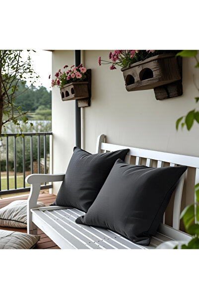 Bc Home 2-Piece Anthracite Color Decorative Throw Pillow Case Plain Plain, So...