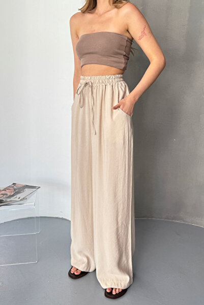 Feela Moda Women's Modal Woven Elastic Waist Palazzo Pants 2016