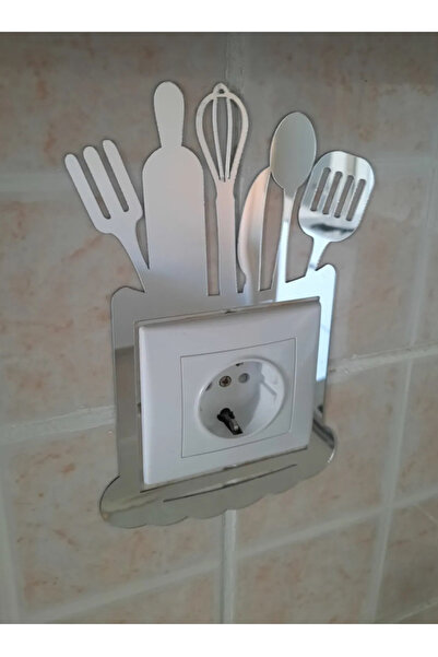 Kurtulan Lazer Tasarım Dekoratif Mutfak Priz Kenarı Süsü Altın Pleksi 1 Adet 13x20cm ( Kendinden Yapışkanlı )