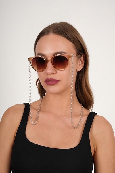 JULIANO Silver Big Ring Glasses Chain