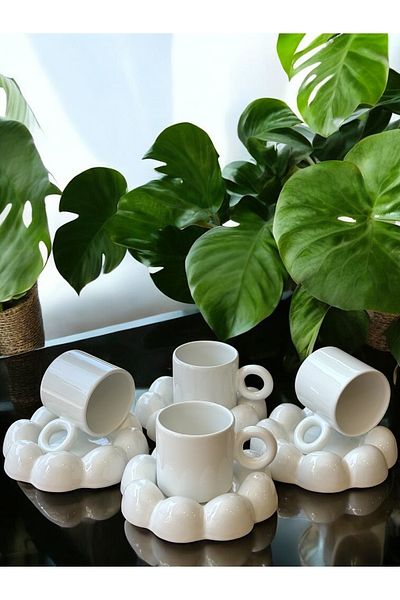 Yumuk Shop Papatya Model 4-Person 8-Piece Luxury Coffee Cup Set