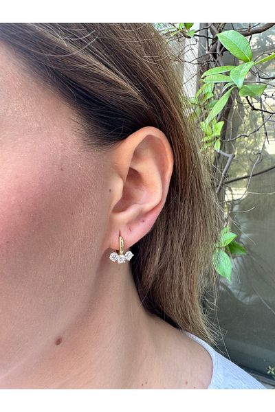 MODA Round White Stone Gold Steel Earrings – for Daily and Special Occasion Combos (12 mm)