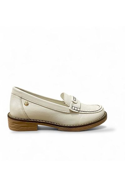Mammamia Women's Leather Casual Daily Shoes D25Ya-3260-Lx - Cream - 36