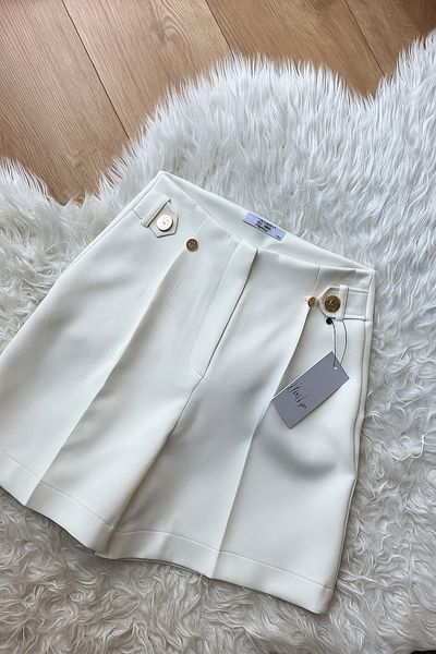 Butik Beyza Pantaloni scurți din țesătură Crep fără spate cu buzunar Flato