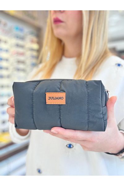 JULIANO Black Puff Makeup and Glasses Bag