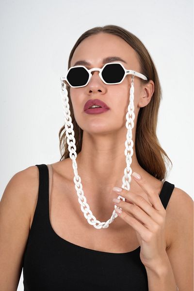 JULIANO Thick Design White Acrylic Glasses Chain