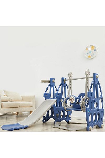 KIKIBEBE 3-in-1 Multi-function Baby Slide & Swing – For Ages 1-6, Indoor Use – Blue