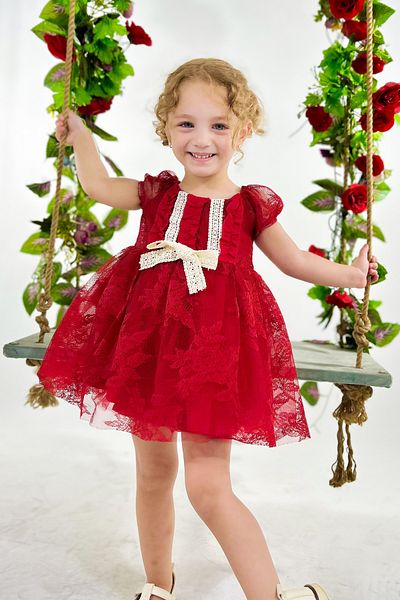 Baby Animals Baby Girl Girl Kid Birthday Party Wedding Dress Short Sleeve Ruched Lined Dress
