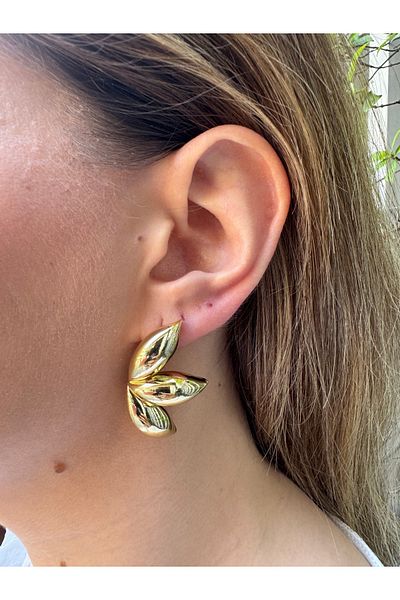 MODA Large Leaf Steel Earrings - Sparkling Everyday and Special Occasion Jewelry