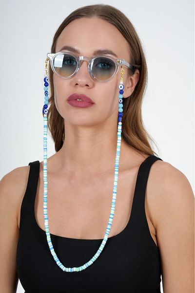 JULIANO Fimo Blue Evil Eye Glasses Chain - Necklace - Bracelet