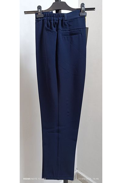 AKŞEN GİYİM Plus Size High Waist Two Pockets Sides Half Elastic Zipper Closure Salta Fabric Pants