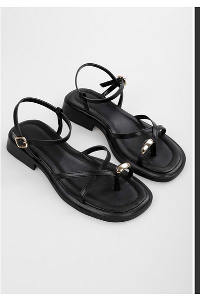Ecru Sandale Flip Flop Daily cu cataramă inel de aur (TAC 4 CM)