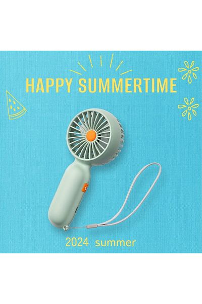 OEM Portable hand fan, 5 ventilation levels, USB-C charging, green
