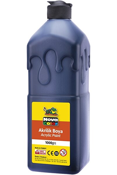 Nova Color Siyah Akrilik Boya 1000 Gr-1 Kilo Su Bazlı Akrilik Boyası Hobi San...