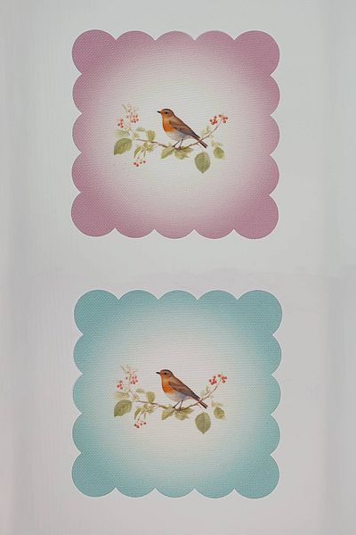 DECO Pastel Pink Floor Bird Patterned Digital Printed Laser Cut Cocktail Napkin 2 Pieces