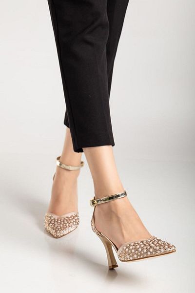 Elisay Moda YÜRÜMEK BIZIMLE GÜZEL Stone Embroidered Heeled Women's Evening Dress Shoes