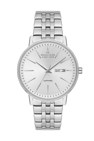 Nacar Sapphire Glass Classic Silver Men's Wristwatch Nc34-29B685-Assm