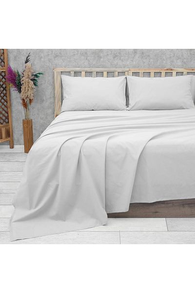 güllüce ev tekstil ürünleri ملاءة سرير وغطاء وسادة بدون مطاط (أبيض)
