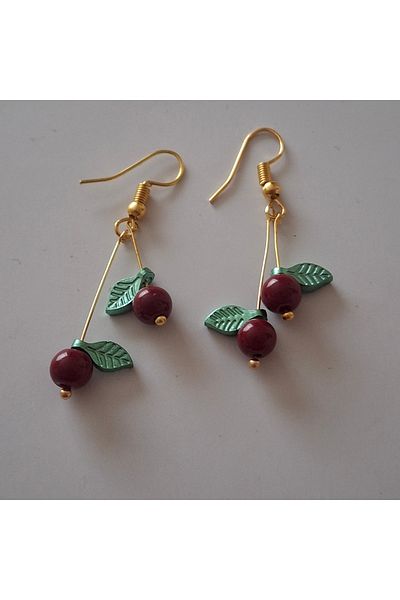 azra takı tasarım Handmade Women's Ethnic, Bohemian Long Cherry, Burgundy Earrings