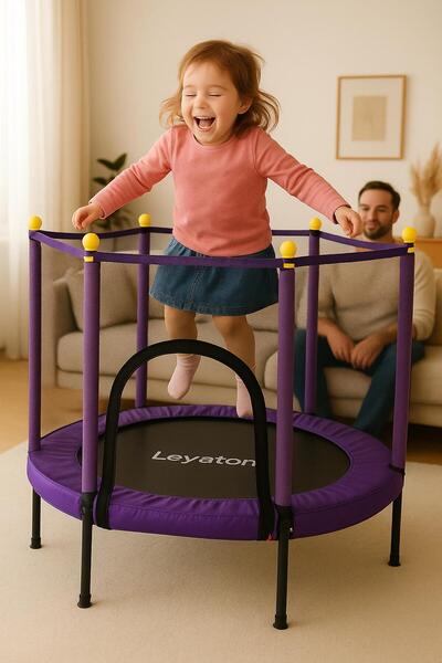 Leyaton Fileli Büyük Boy Trambolin 140 Cm Çap Mor