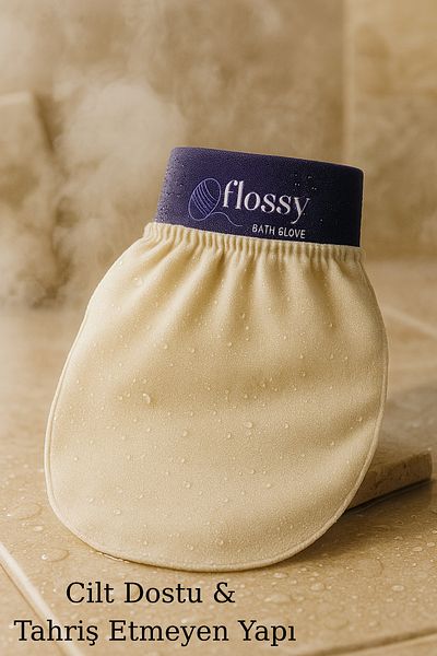 Flossy BATH GLOVE 100% Silk Scrub Bath and Shower Skin Care Flush Face Body Scrub Exfoliating Glove