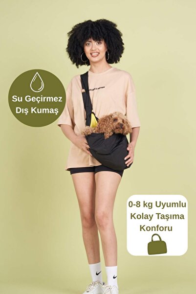 salya store Penye Astarlı Köpek Taşıma Çantası, - Köpek Anne Kucağı Siyah