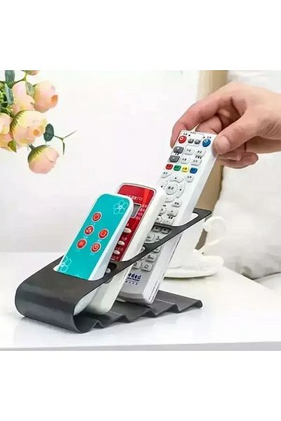 Generic 2pcs Multi-purpose Remote Control Holder 4 Compartments Black