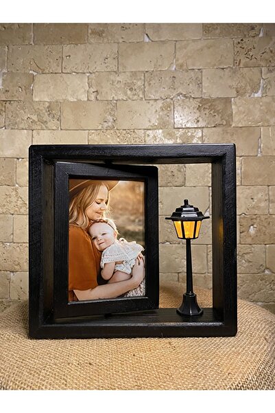 AHŞAPTAN SANAT Handmade Wooden Rotating Frame with New Street Lamp