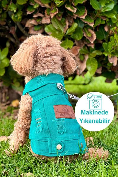 salya store Pine Green Small Breed Dog Denim Vest - 0-15kg