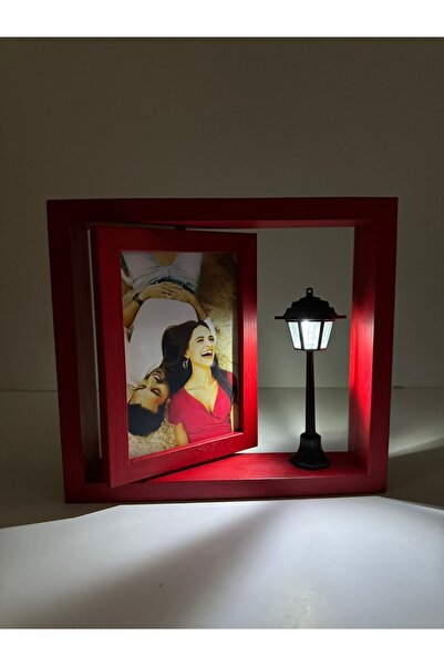 AHŞAPTAN SANAT Handmade Wooden Rotating Frame with New Street Lamp