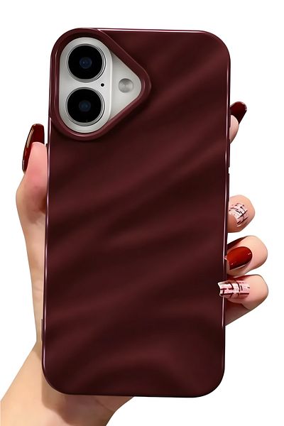 Fibaks حافظة Apple iPhone 16 بتصميم مموج منقوش ومزخرف من السيليكون الممتص للصدمات