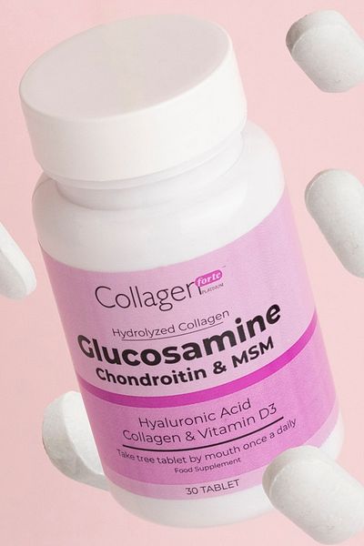 Collagen Forte Platinum Glucosamine, Chondroitin & Msm, Hydrolyzed Collagen, Vitamin D3, 1500 mg x 30 Tablets