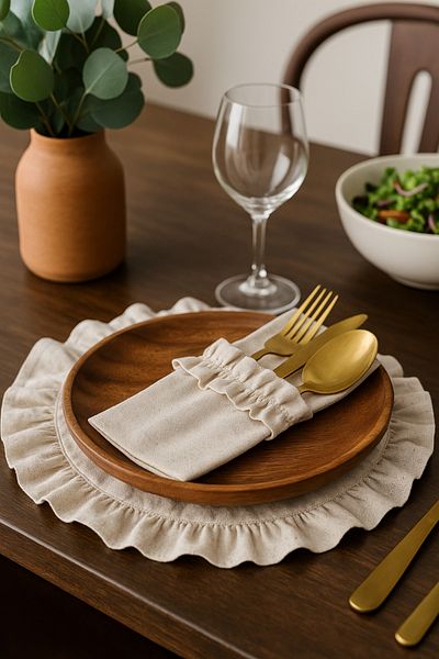 Mirilliahome Θήκη για κουτάλια / θήκη για χαρτοπετσέτα από ακατέργαστο λινό 6 τεμαχίων – Θήκη για πιρούνι και κουτάλι