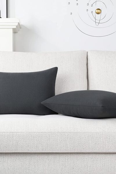 Cortibo Alaska Linen Throw Pillow Cover - Dark Gray