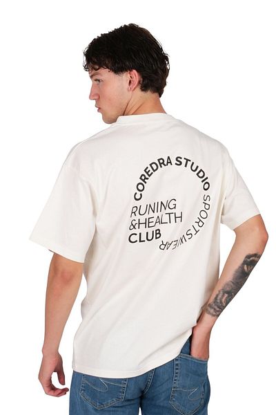 Coredra Runing and Health Club Oversize Fit Men's T-Shirt Ecru C101