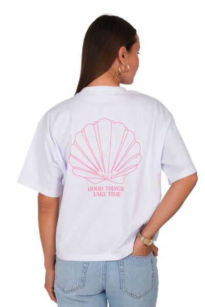 Coredra Γυναικείο μπλουζάκι Good Things Boxed Fit Λευκό C590