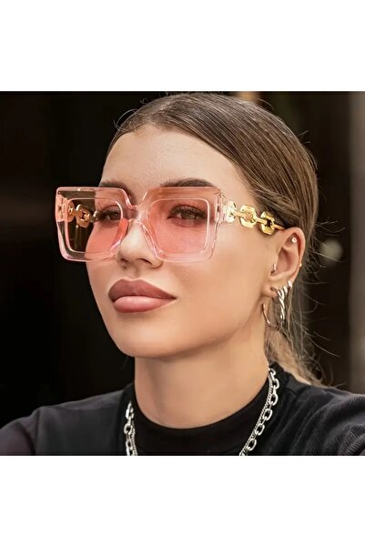 Ovo نظارات أونومو لايف النسائية ذات الحجم الكبير المربعة الشكل باللون الوردي