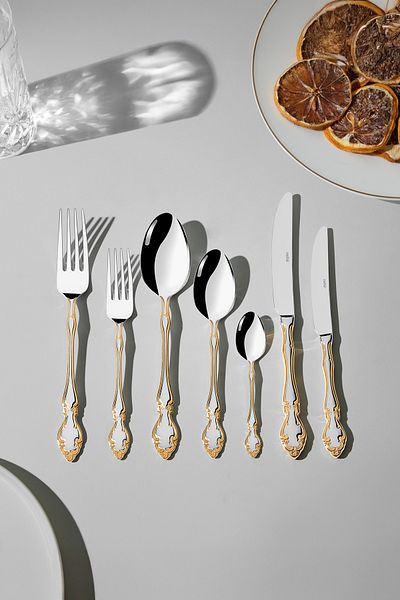 Nehir adriana Gold - 84 Pieces Boxed Fork Spoon Knife Set for 12 People