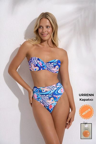 Pierre Cardin Knot Detailed High Waist Padded Strapless -Urrenn Concealer Gift - 2025 New Season Bikini Set