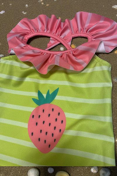 MİLAYS LİFE HOME COLLECTİON MILAYS KIDS - Strawberry Patterned Swimsuit for Girls