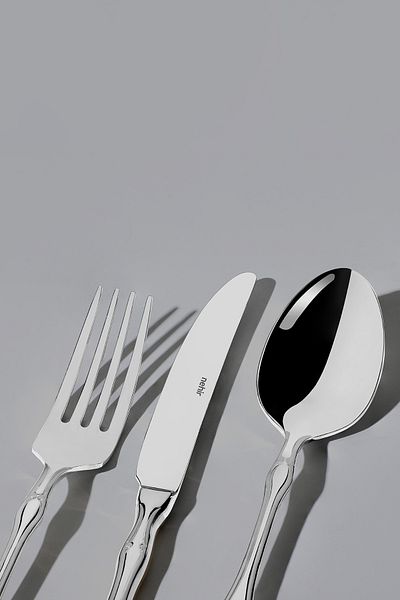 Nehir Adriana Simple 12 Person 84 Piece Leather Boxed Fork Spoon Knife Set